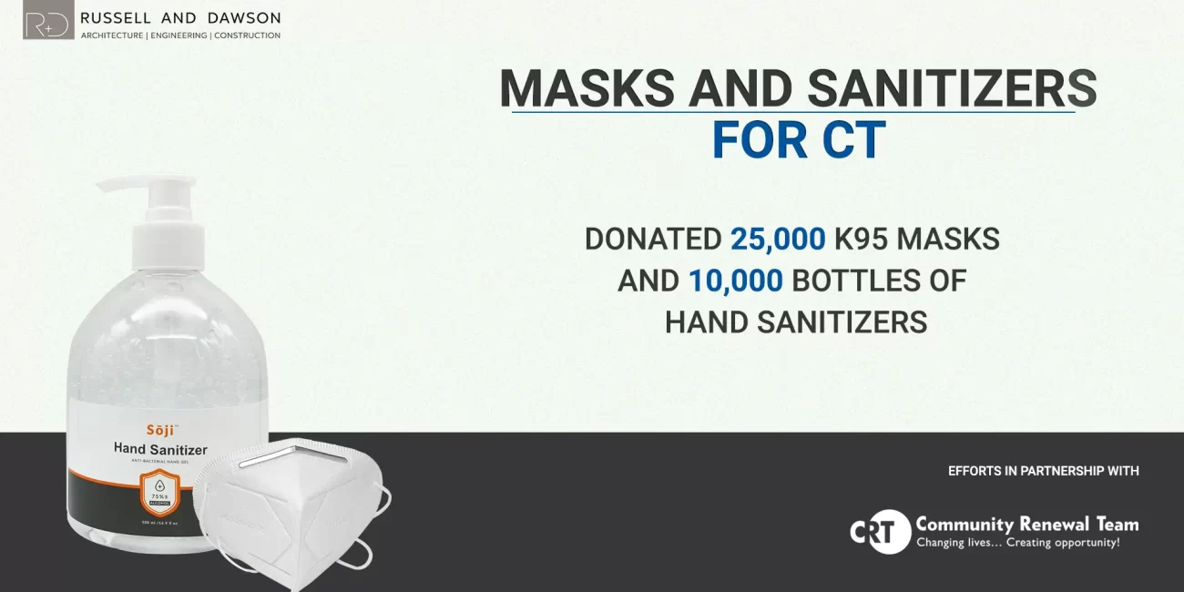 Donations by Russell and Dawson , Mask and Sanitizers